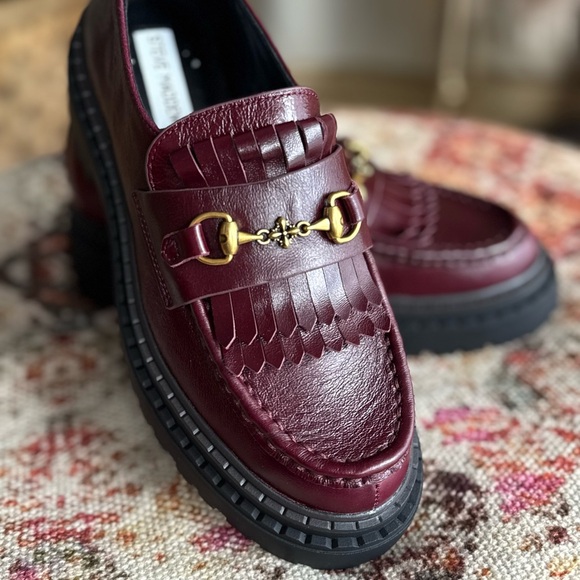 Cherry burgundy  Leather Shoes loafers comfortable shoes - Picture 3 of 10